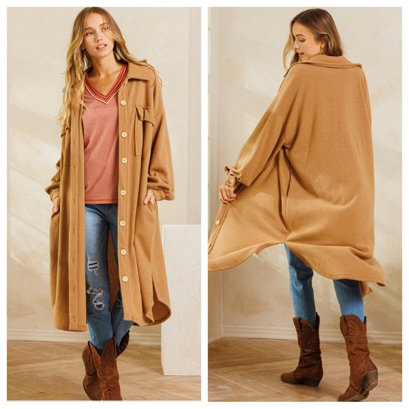 Most Fabulous Stretch Front Button Down Long Coat - Picture 3 of 5